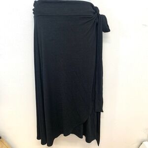 Gap Maxi Wrap Skirt XL Stretch Knit Black New Casual Capsule Boho Festival Work